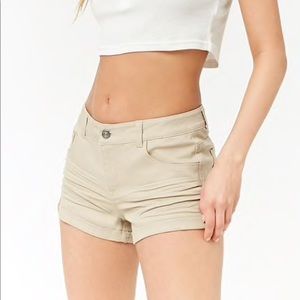 Forever 21 cuffed woven khaki shorts